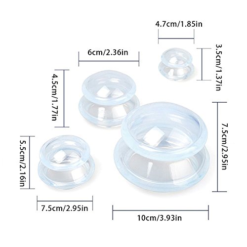 Anti Celulitis Cup, 5 unidades vasos para ventosaterapia (Set Vasos para ventosaterapia (silicona topwell – Vacuum Cup Belleza Terapia de masaje (transparente)