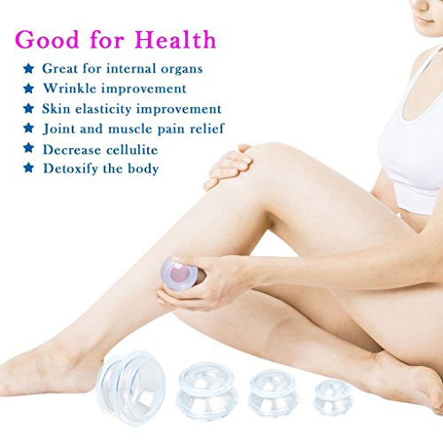 Anti Celulitis Cup, 5 unidades vasos para ventosaterapia (Set Vasos para ventosaterapia (silicona topwell – Vacuum Cup Belleza Terapia de masaje (transparente)