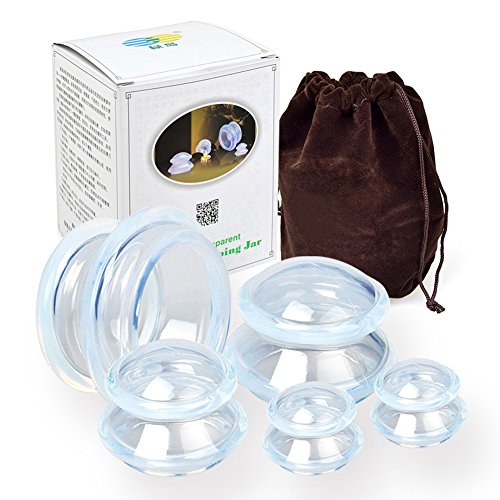 Anti Celulitis Cup, 5 unidades vasos para ventosaterapia (Set Vasos para ventosaterapia (silicona topwell – Vacuum Cup Belleza Terapia de masaje (transparente)