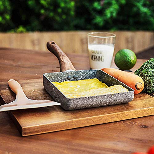 Antiadherente Sarten Takoyaki Japonesa Portátil Sartén Cuadrado del Huevo Escalfado Pequeña Cocina, Sarten Tortilla Patata,Gris