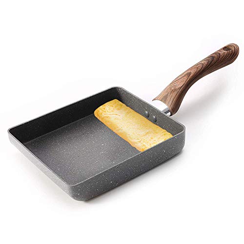 Antiadherente Sarten Takoyaki Japonesa Portátil Sartén Cuadrado del Huevo Escalfado Pequeña Cocina, Sarten Tortilla Patata,Gris