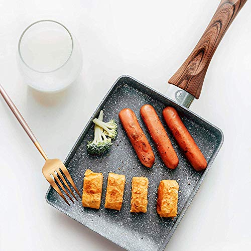 Antiadherente Sarten Takoyaki Japonesa Portátil Sartén Cuadrado del Huevo Escalfado Pequeña Cocina, Sarten Tortilla Patata,Gris