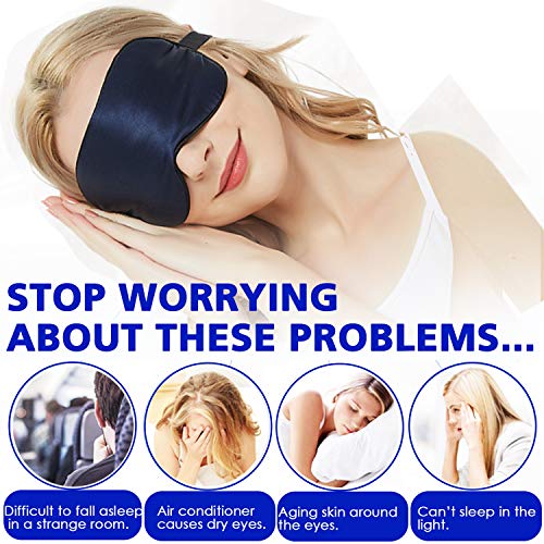 Antifaz para Dormir, [2PC]Antifaz de Viaje para Dormir con tapón de oído y Ajustable Correa, 100% Tela de Seda Natural y algodón Puro (Negro y Gris)