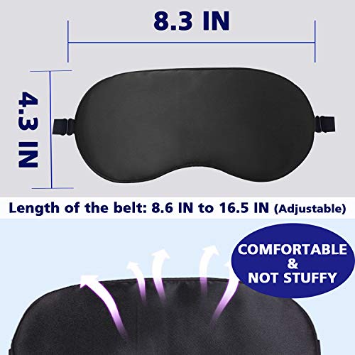 Antifaz para Dormir, [2PC]Antifaz de Viaje para Dormir con tapón de oído y Ajustable Correa, 100% Tela de Seda Natural y algodón Puro (Negro y Gris)
