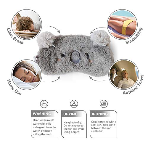 Antifaz para Dormir Anti-Luz Opaco Cómoda Agradable para la Piel Tela de y Puros de algodón Relleno Antifaces Máscara para Coche/Tren/avión niños protección para los Ojos (Grey Koala)