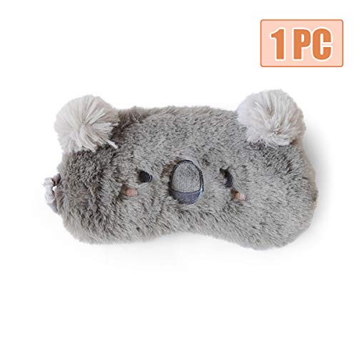 Antifaz para Dormir Anti-Luz Opaco Cómoda Agradable para la Piel Tela de y Puros de algodón Relleno Antifaces Máscara para Coche/Tren/avión niños protección para los Ojos (Grey Koala)