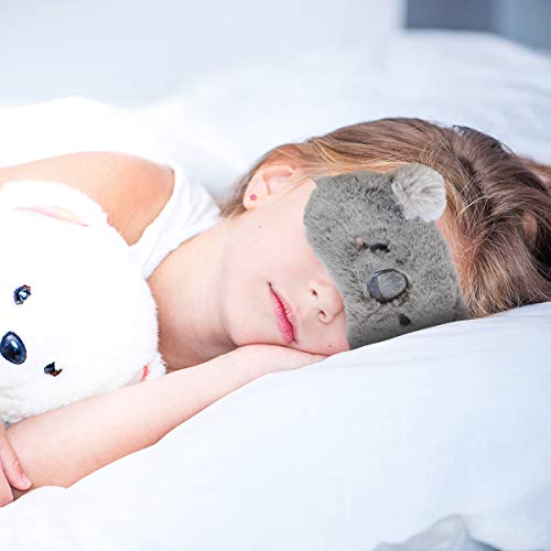 Antifaz para Dormir Anti-Luz Opaco Cómoda Agradable para la Piel Tela de y Puros de algodón Relleno Antifaces Máscara para Coche/Tren/avión niños protección para los Ojos (Grey Koala)