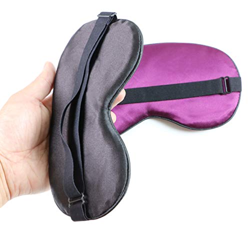 Antifaz para Dormir, Antifaces Seda Anti-Luz Cómoda, Máscara Agradable para Mujeres y Hombres, 2 Piezas, Negro y Morado
