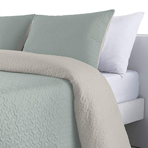 ANTILO TEXTIL Colcha BOUTI Reversible Palermo (BEIG/Agua, 250x270 (+2 Fundas cojín 50x70))