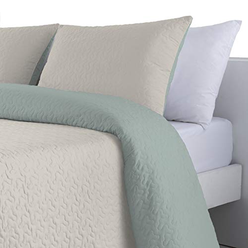 ANTILO TEXTIL Colcha BOUTI Reversible Palermo (BEIG/Agua, 250x270 (+2 Fundas cojín 50x70))