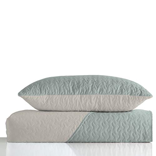 ANTILO TEXTIL Colcha BOUTI Reversible Palermo (BEIG/Agua, 250x270 (+2 Fundas cojín 50x70))