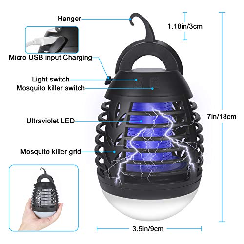 Antimosquitos, Mosquito Killer Lámpara USB, No Tóxico Potente Insecticida, Lámpara de Mosquito, Trampa de Insectos Voladores Que Emite Luz Lámpara Electrónica UV para Exteriores e Interiores