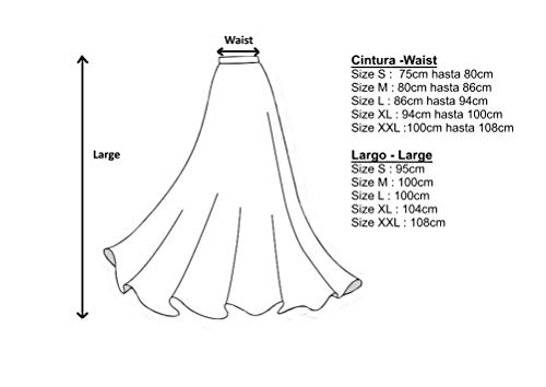 ANUKA Falda Profesional de Mujer para Danza Flamenca. Mucho Vuelo con 7 Metros de Tela. Peso Ideal para los giros. Fabricada en España (Negro/Negro, XXL)