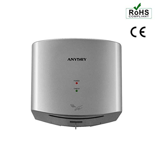 anydry AD2630S Secador de Manos Compacto automático de Alta Velocidad,Comercial y hogar,Cubierta de ABS,1400W,Plata