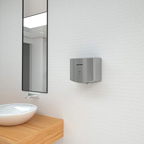 anydry AD2630S Secador de Manos Compacto automático de Alta Velocidad,Comercial y hogar,Cubierta de ABS,1400W,Plata