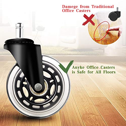 Anyke Ruedas para Sillas de Oficina 11X22mm Ruedas de Repuesto Caster Silencioso Rolling Rotación de 360 Grados 5Pcs