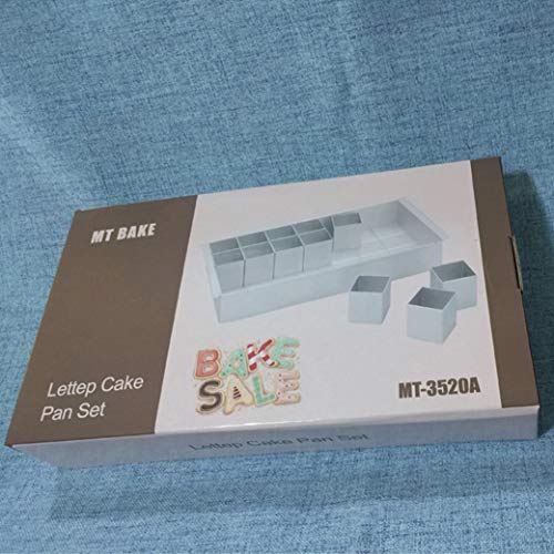 AOBETAK Juego de moldes para tartas (aluminio, rectangulares, ajustables, para bodas, cumpleaños, Navidad, etc. Letras grandes antiadherentes, números de alfabeto, formas de horneado,plateado