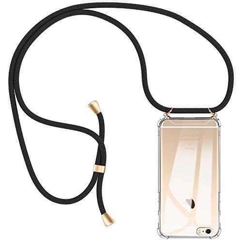 AODOOR - Cadena de teléfono móvil compatible con iPhone 6/iPhone 6s, funda iPhone 6S funda con cordón para el cuello, funda de silicona con cinta, funda para el cuello con cordón para el iPhone 6