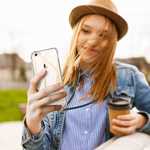 AODOOR - Cadena de teléfono móvil compatible con iPhone 6/iPhone 6s, funda iPhone 6S funda con cordón para el cuello, funda de silicona con cinta, funda para el cuello con cordón para el iPhone 6