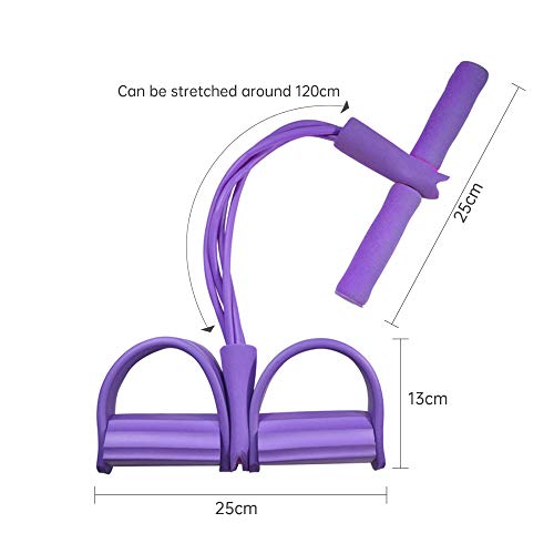 AODOOR Cuerda de Tensión Multifunción, Cuerda para Ejercitar Piernas, Elástico Pedal de pie Banda de Entrenamiento, 4 Tubos Pierna Ejercitador Entrenamiento Elástico de la Cuerda del Tirón