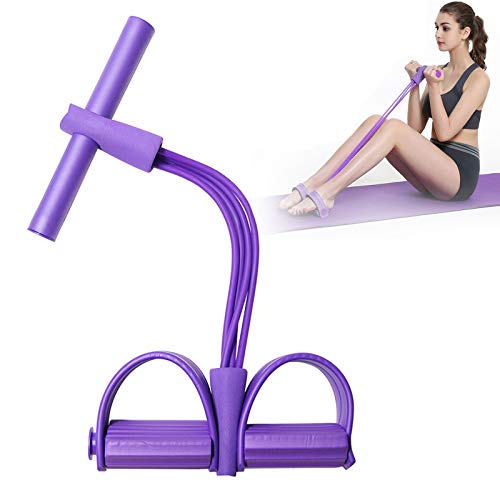 AODOOR Cuerda de Tensión Multifunción, Cuerda para Ejercitar Piernas, Elástico Pedal de pie Banda de Entrenamiento, 4 Tubos Pierna Ejercitador Entrenamiento Elástico de la Cuerda del Tirón