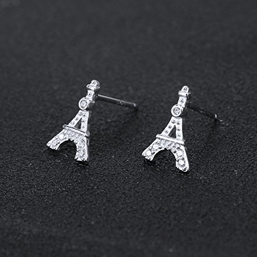 AoedeJ Pendientes hipoalergénicos de la Torre Eiffel de París, pendientes pequeños de plata de ley 925, regalo para mujer (Estilo 2)