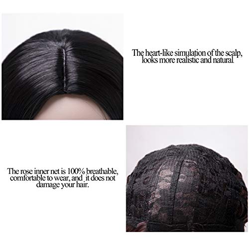 AOMOSA Pelucas de pelo ondulado largo y rizado negro natural de 28 pulgadas para mujer Peluca sintética de fibra resistente al calor para peluca diaria