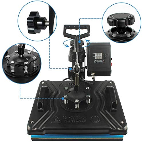 AONESY Máquina de Prensa de Calor 5 en 1 Máquina de Prensa de Calor 38x 30cm Impresora de sublimación Digital Máquina de Giro de 360 ​​Grados para Camisetas/Taza/Sombrero/Placa/Gorra