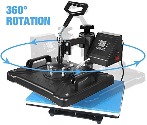 AONESY Máquina de Prensa de Calor 5 en 1 Máquina de Prensa de Calor 38x 30cm Impresora de sublimación Digital Máquina de Giro de 360 ​​Grados para Camisetas/Taza/Sombrero/Placa/Gorra