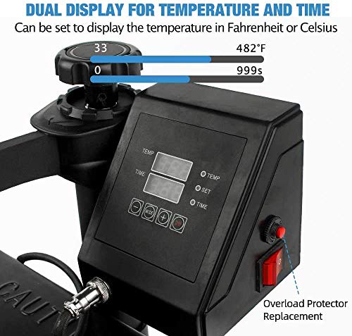 AONESY Máquina de Prensa de Calor 5 en 1 Máquina de Prensa de Calor 38x 30cm Impresora de sublimación Digital Máquina de Giro de 360 ​​Grados para Camisetas/Taza/Sombrero/Placa/Gorra