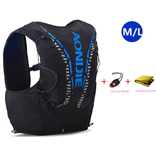 AONIJIE 12L Profesional Ligero Mochila de hidratación Superior Chaleco para Trail Running Ciclismo Marathoner para Hombre Mujer (Negro-M/L)