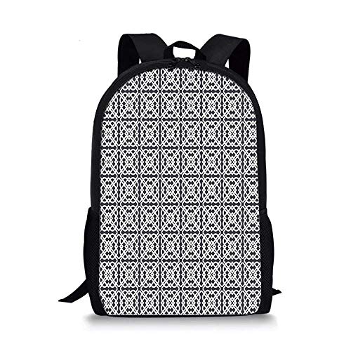 AOOEDM Mochila Escolar con Estilo geométrico, patrón de Jacquard con influencias de la Cultura Europea Medieval, Motivos Tradicionales Decorativos para niños, 11 'L x 5' W x 17 'H