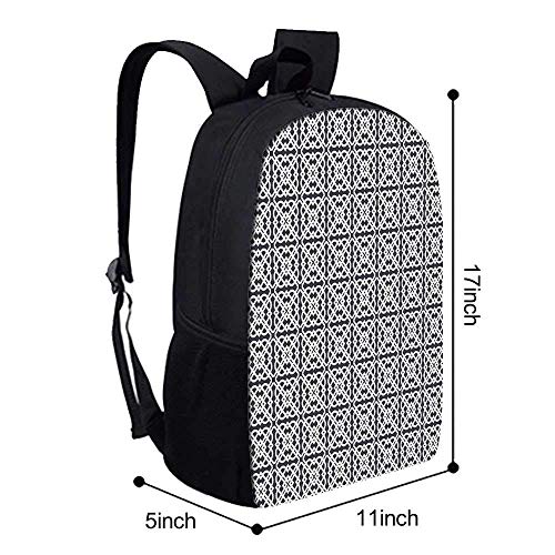 AOOEDM Mochila Escolar con Estilo geométrico, patrón de Jacquard con influencias de la Cultura Europea Medieval, Motivos Tradicionales Decorativos para niños, 11 'L x 5' W x 17 'H
