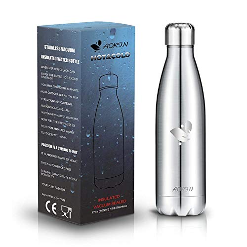 AORIN de Doble Pared con Aislamiento de Botella de Agua de Acero Inoxidable. Proceso de Recubrimiento en Polvo, no es fácil de desprenderse, Resistencia al Rayado, fácil de Limpiar.