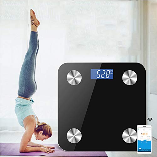 AOUVIK Báscula Inteligente de Grasa Corporal-báscula de Peso Monitor analizador de composición Corporal, Grasa visceral, músculo, etc.APLICACIÓN Inteligente para Seguimiento de Fitness,Negro
