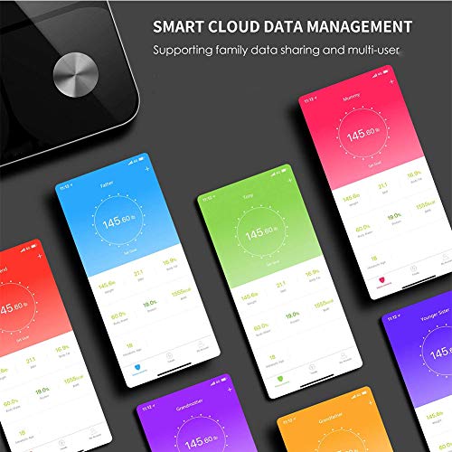 AOUVIK Báscula Inteligente de Grasa Corporal-báscula de Peso Monitor analizador de composición Corporal, Grasa visceral, músculo, etc.APLICACIÓN Inteligente para Seguimiento de Fitness,Negro