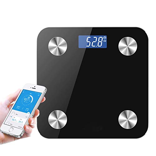 AOUVIK Báscula Inteligente de Grasa Corporal-báscula de Peso Monitor analizador de composición Corporal, Grasa visceral, músculo, etc.APLICACIÓN Inteligente para Seguimiento de Fitness,Negro