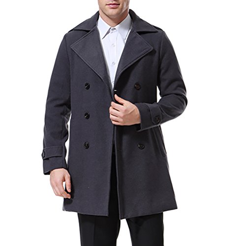 AOWOFS - Abrigo para hombre con doble botonadura para gabardina, abrigo clásico Gris gris S