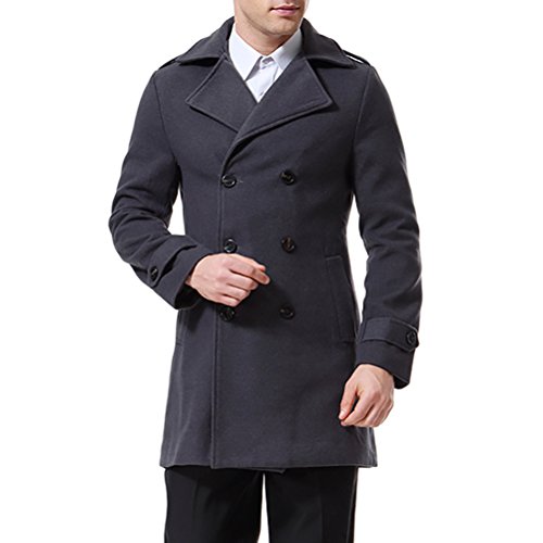 AOWOFS - Abrigo para hombre con doble botonadura para gabardina, abrigo clásico Gris gris S