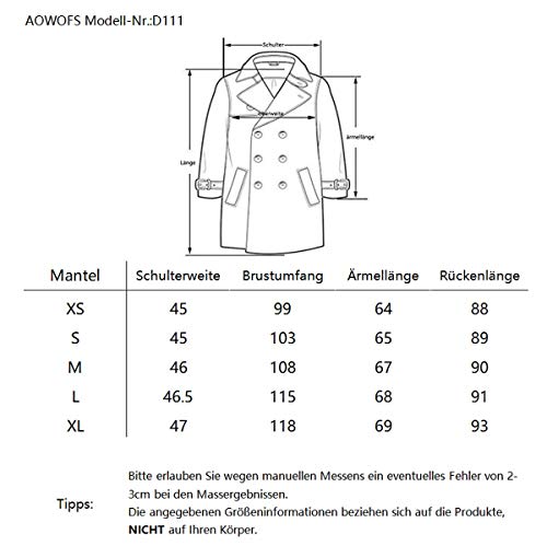 AOWOFS - Abrigo para hombre con doble botonadura para gabardina, abrigo clásico Gris gris S