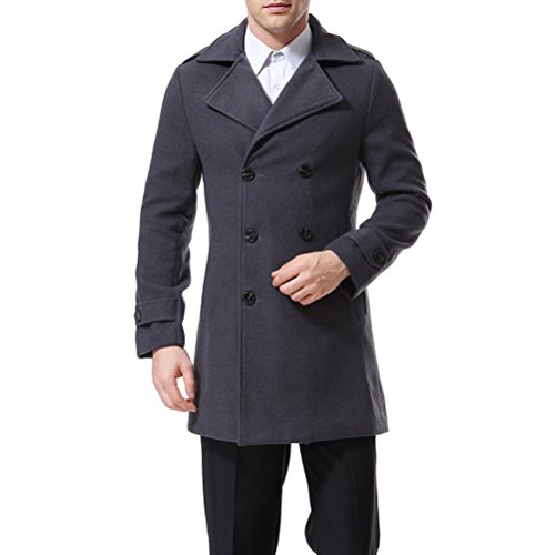 AOWOFS - Abrigo para hombre con doble botonadura para gabardina, abrigo clásico Gris gris S