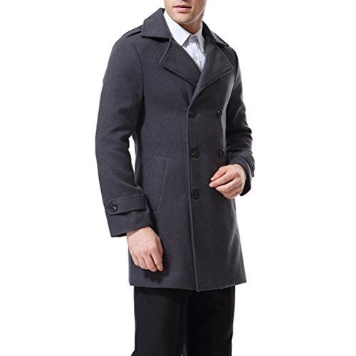 AOWOFS - Abrigo para hombre con doble botonadura para gabardina, abrigo clásico Gris gris S