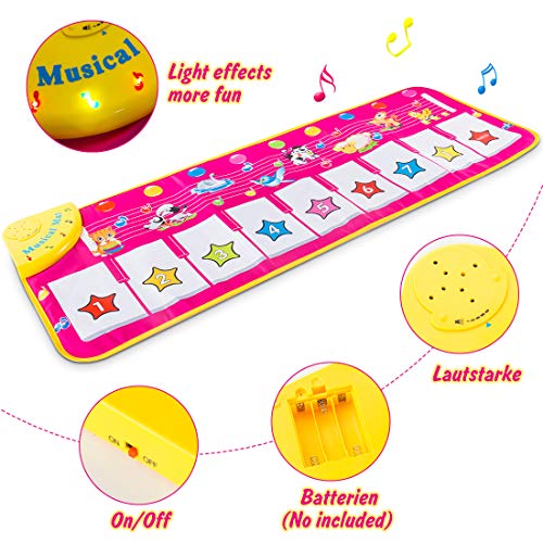 AOYMJRS Alfombrilla musical, Alfombra para Piano, Alfombrilla Infantil para Niños Juguetes con 9 Teclado,Tamaño (39 * 14 Pulgadas) Divertido Tapete de Baile para Niños Pequeños y Regalos para Niñas