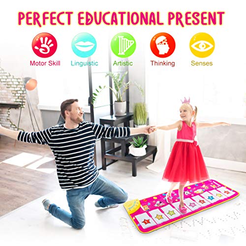 AOYMJRS Alfombrilla musical, Alfombra para Piano, Alfombrilla Infantil para Niños Juguetes con 9 Teclado,Tamaño (39 * 14 Pulgadas) Divertido Tapete de Baile para Niños Pequeños y Regalos para Niñas