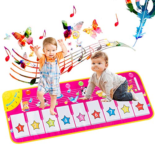 AOYMJRS Alfombrilla musical, Alfombra para Piano, Alfombrilla Infantil para Niños Juguetes con 9 Teclado,Tamaño (39 * 14 Pulgadas) Divertido Tapete de Baile para Niños Pequeños y Regalos para Niñas