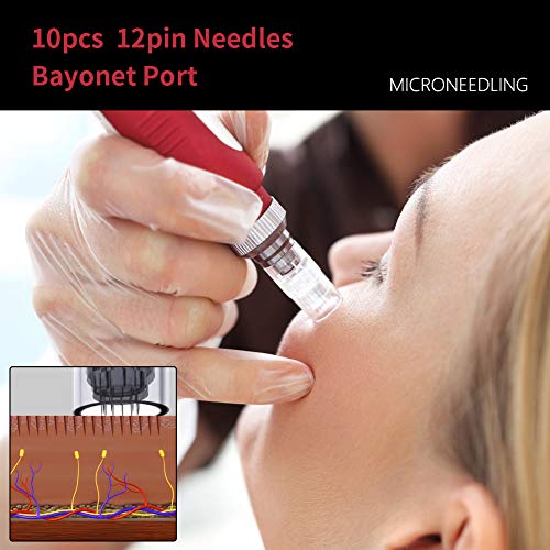Aozzy Eléctrico Automático Derma Pen Micro AgujasTerapia Antienvejecimiento Uso en el hogar Micro Needle 0.25mm-2.0mm ajustable con 10 piezas de 12 agujas cartucho