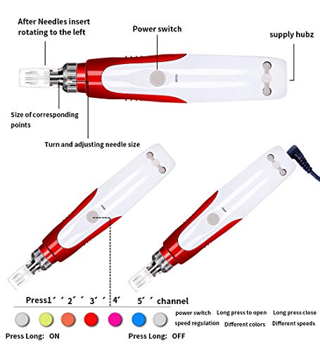 Aozzy Eléctrico Automático Derma Pen Micro AgujasTerapia Antienvejecimiento Uso en el hogar Micro Needle 0.25mm-2.0mm ajustable con 10 piezas de 12 agujas cartucho