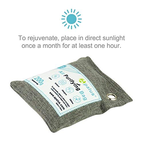Apalus ® Bolsa de Carbón Activo De Bambú, Deshumidificador Y Purificador De Aire. Ambientador Natural Eficaz y Desodorante para Eliminar los Olores De Armario, Cocina, Zona de Mascotas, (200Gx2)