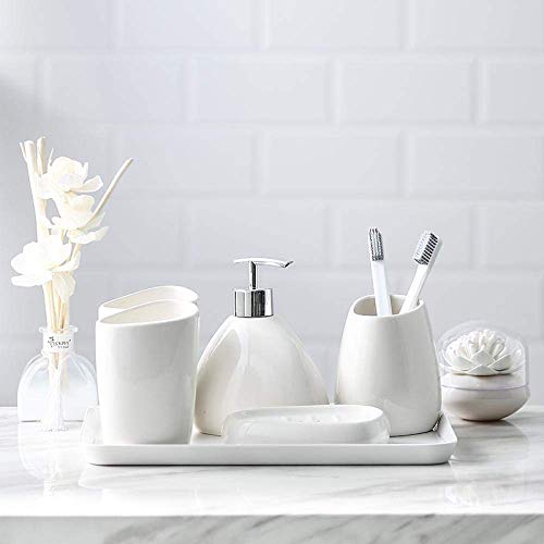APAN Juego de Accesorios de baño Baño de 5 Piezas Lavado de cerámica Simple Europeo Juego de baño de 4 Piezas Lavado de Boda B