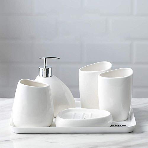 APAN Juego de Accesorios de baño Baño de 5 Piezas Lavado de cerámica Simple Europeo Juego de baño de 4 Piezas Lavado de Boda B